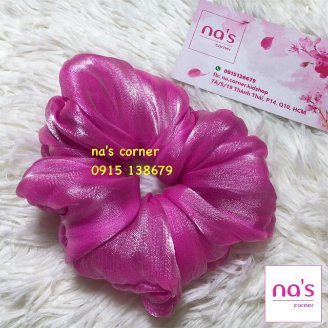 Scrunchies cột tóc voan lụa dày mềm bóng buộc tóc vải