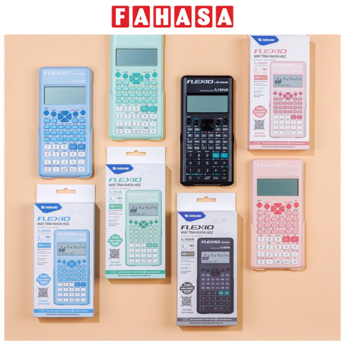 Máy Tính Khoa Học Flexio Fx 799VN - Màu Trắng, Đen, Hồng, Bạc Hà, Xanh Dương