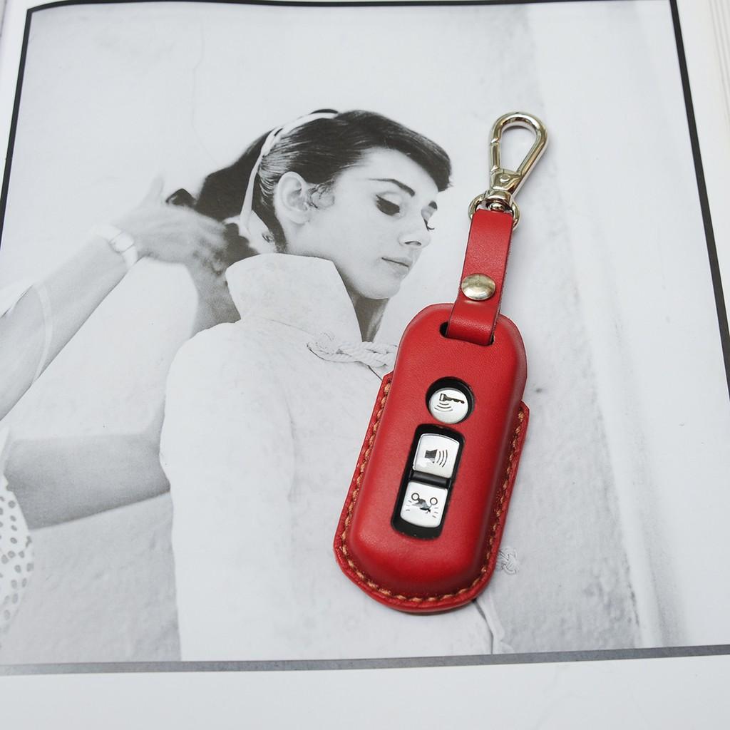 BAO DA CHÌA KHÓA MÀU ĐỎ CHO SMARTKEY XE SH - Bao chìa khóa handmade thủ công - Miễn phí khắc tên sđt theo yêu cầu Không