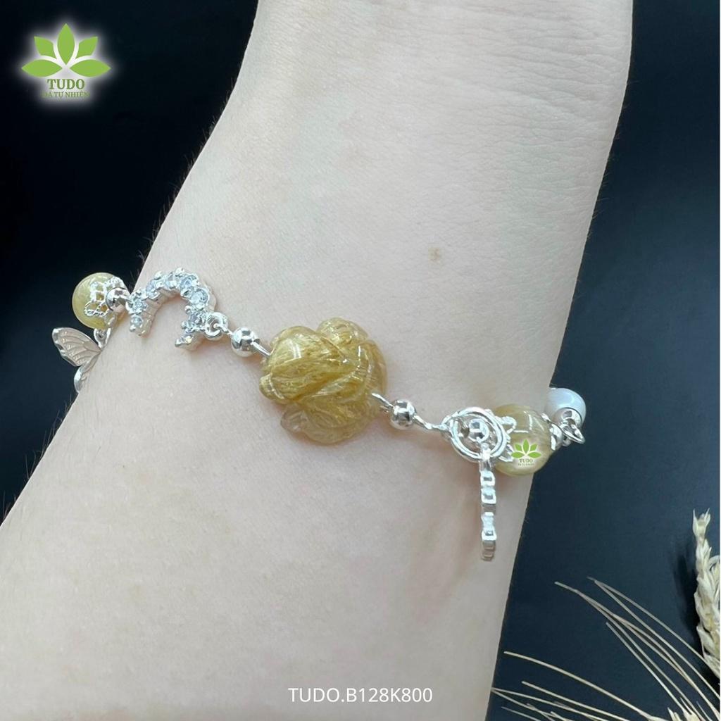 Vòng Tay Nữ Đẹp - Vòng Phong Thủy Mệnh Kim Thổ Thủy TUDO B128K800 VCBTATV Charm Hồ Ly CDTATV, Mặt Trăng
