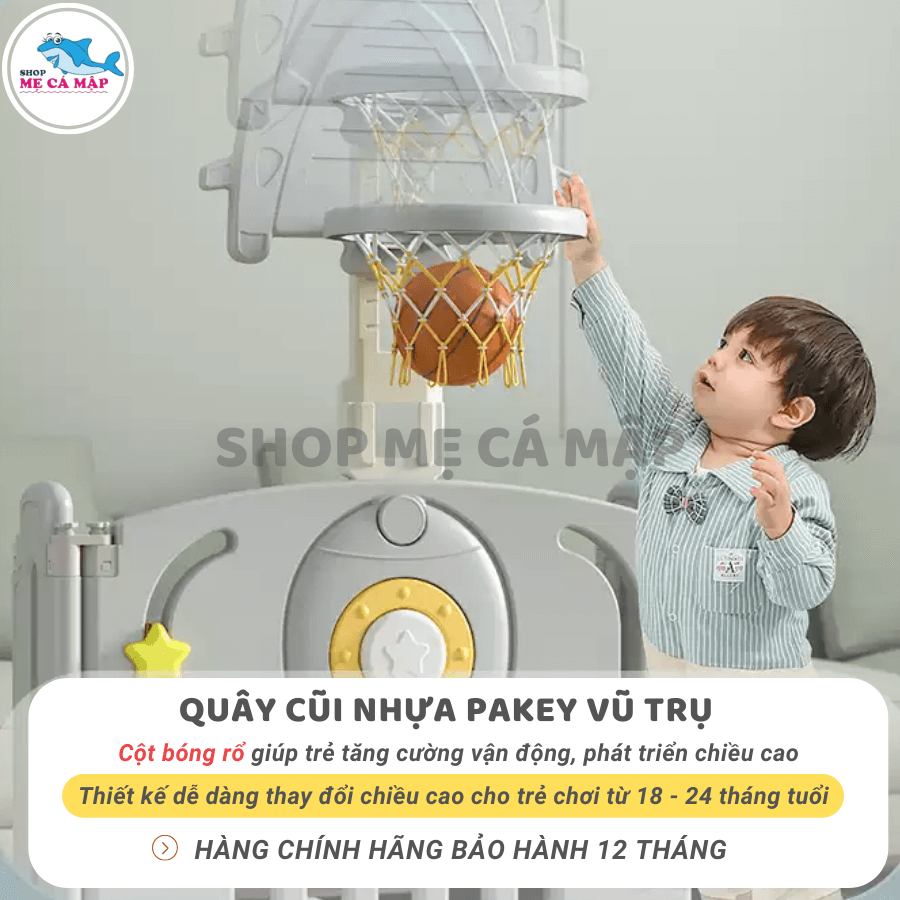 Quây cũi nhựa gấp gọn vũ trụ TẶNG BÓNG RỔ + BÓNG + THẢM, quây bóng an toàn