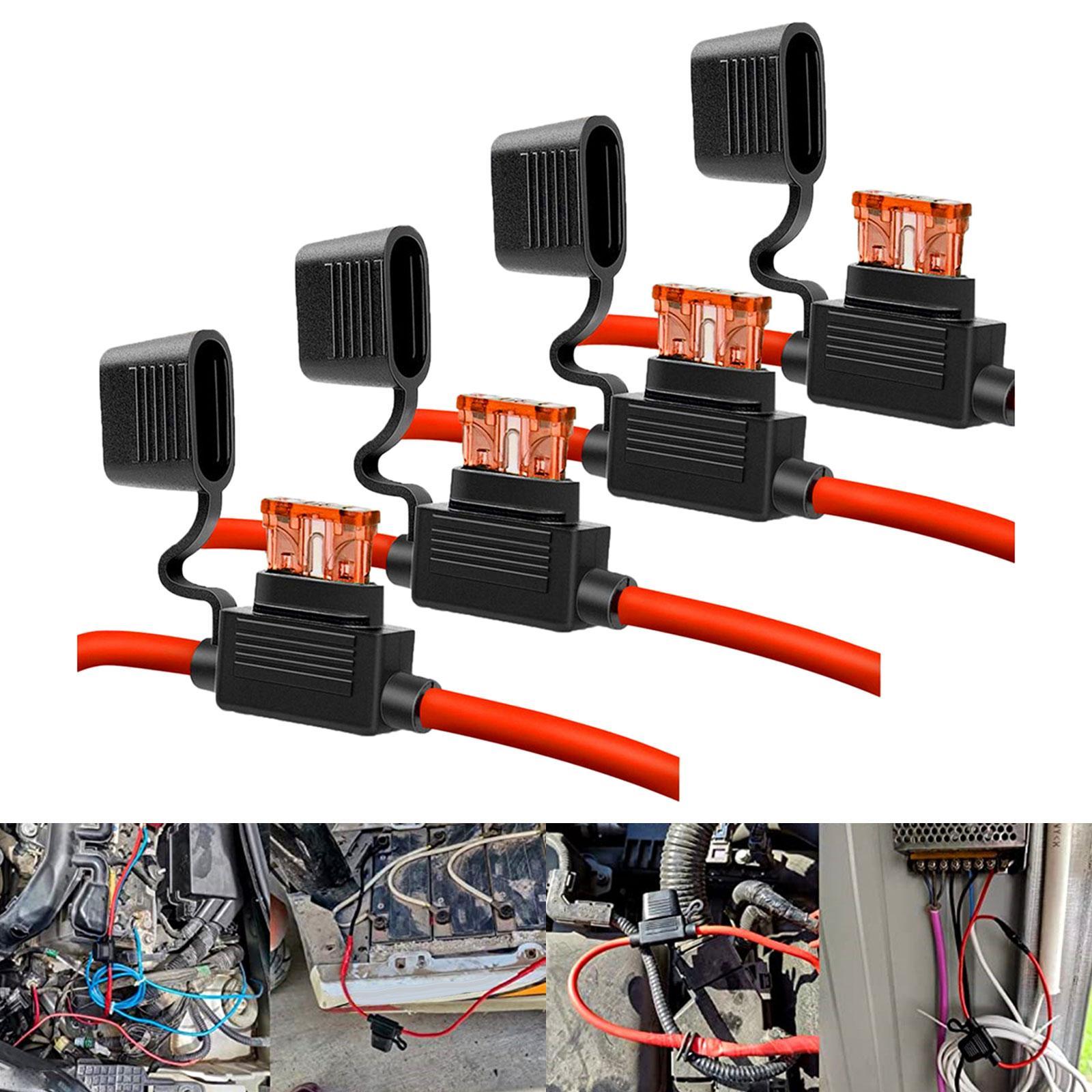 4x Fuse Inline Fuse Holder Add A  Fuse Holder Red Wiring Harness Atc  Fuses  Automotive Fuse Holder for Boats Car