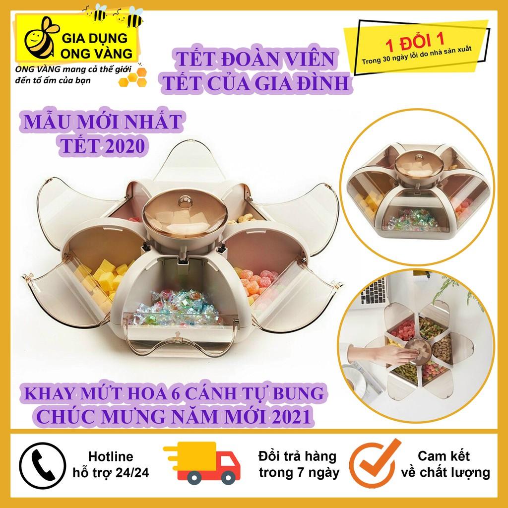 Khay Mứt, Khay Đựng Bánh Kẹo 6 Cánh Hoa Tự Bung, Sang Chảnh, Lịch Sự, Mẫu Mới Nhất Tết 2021 Club