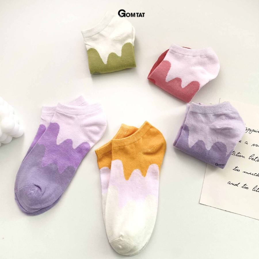 Set 5 đôi tất vớ nữ cổ ngắn GOMTAT phối trộn màu sắc siêu dễ thương, thời trang phong cách Hàn Quốc - CB084