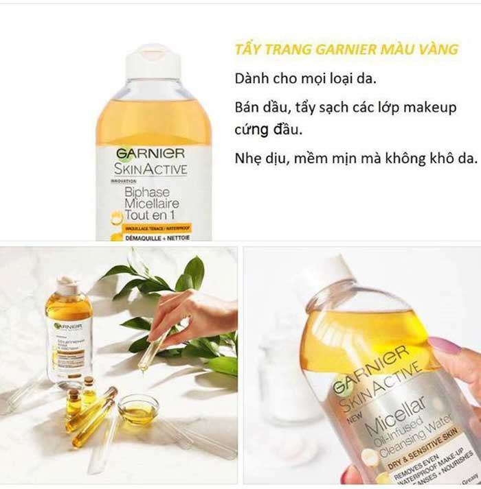 [GARNIER] Nước Tẩy Trang 2 Lớp Giúp Sạch Sâu Tối Ưu Cho Mọi Loại Da Micellar Water Oil-Infused 400/125ml