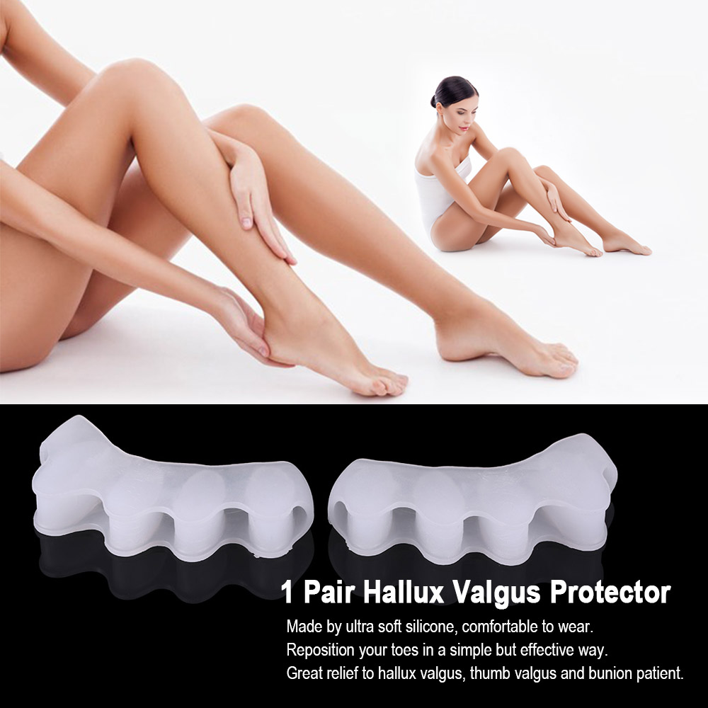 1 Pair Silicone Bunion Hallux Valgus Protector Finger Toe Separator Divider Spreader 4 Holes Thumb Valgus Guard Feet