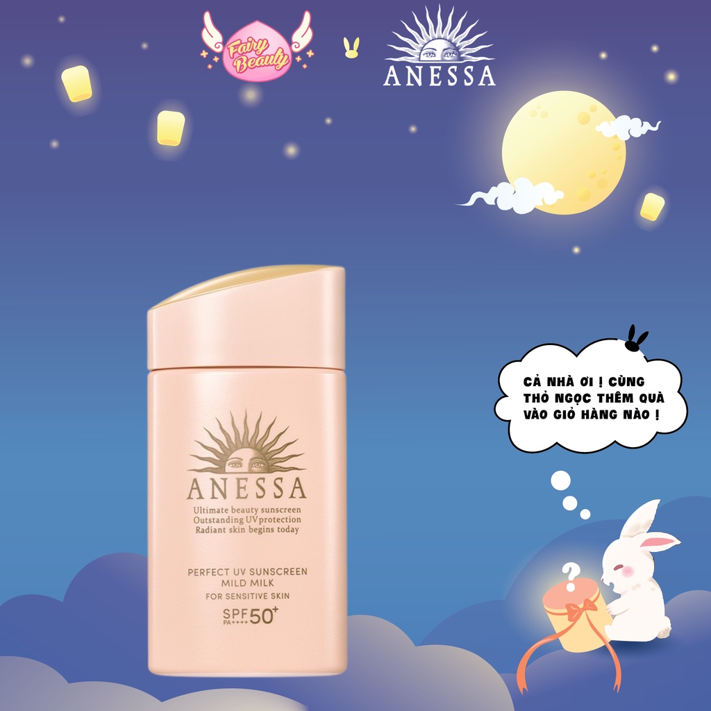 [ANESSA] Sữa Chống Nắng Cho Da Dầu Mụn Nhạy Cảm Và Trẻ Em Dịu Nhẹ SPF50+ PA++++ Perfect UV Sunscreen Mild Milk (60ml)