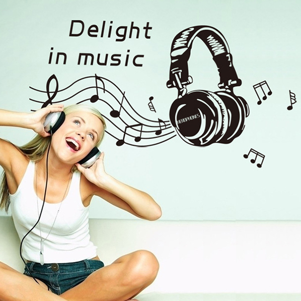 Decal Dán Tường Họa Tiết Tai Nghe Nhạc PK192