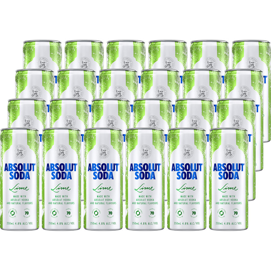 Thùng 24 lon đồ uống có cồn hương chanh Absolut Soda Lime (250ml/lon)