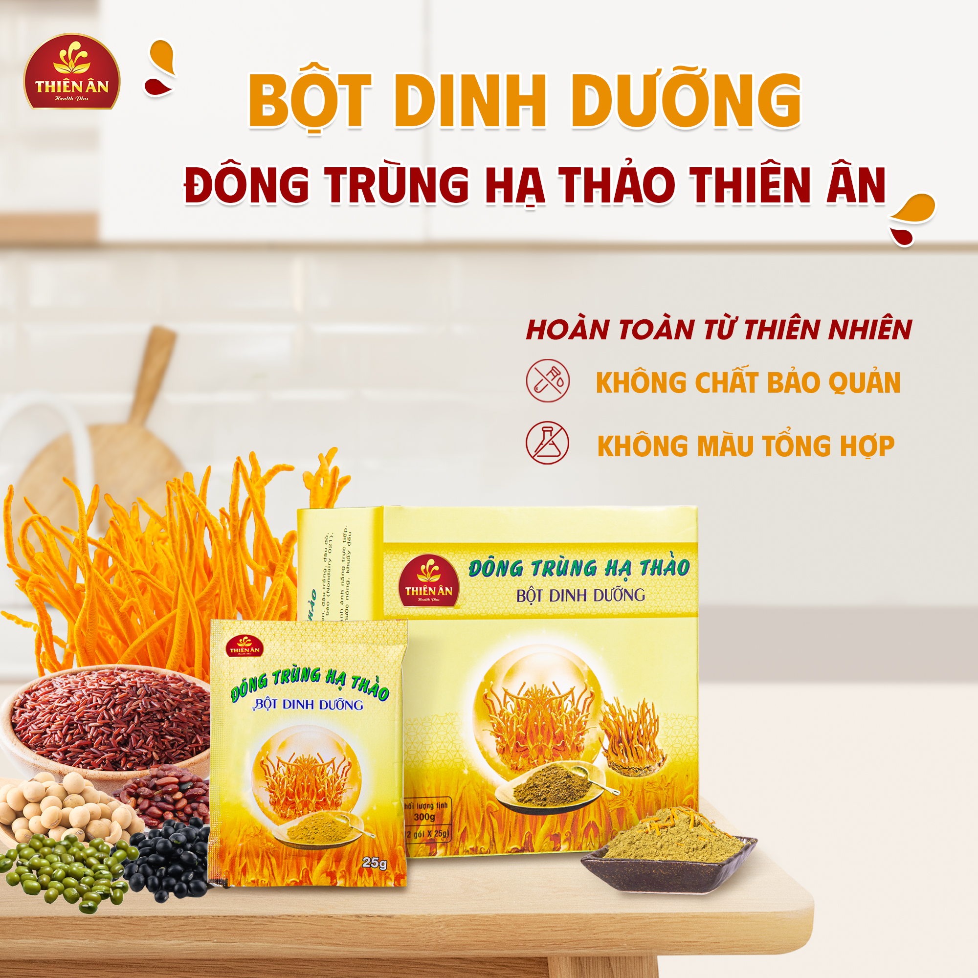 Bột Dinh Dưỡng Đông Trùng Hạ Thảo Thiên Ân - Hộp 12 Gói