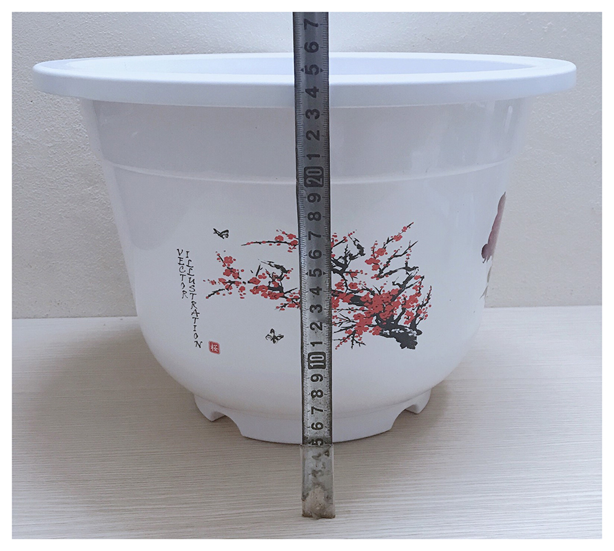 5 Chậu Nhựa BỐN MÙA A410 Hình Tròn Màu Trắng Trồng Hoa, Cây Cảnh Kích Thước: 35x24,5 Cm