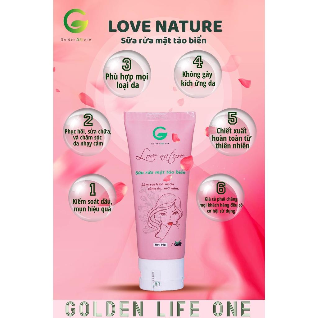 Combo Sữa Rửa Mặt Love Nature 50ML + Kem Mụn Love Nature 15G + Mặt Nạ Tảo Biển Love Nature 30G GOLDEN LIFE ONE