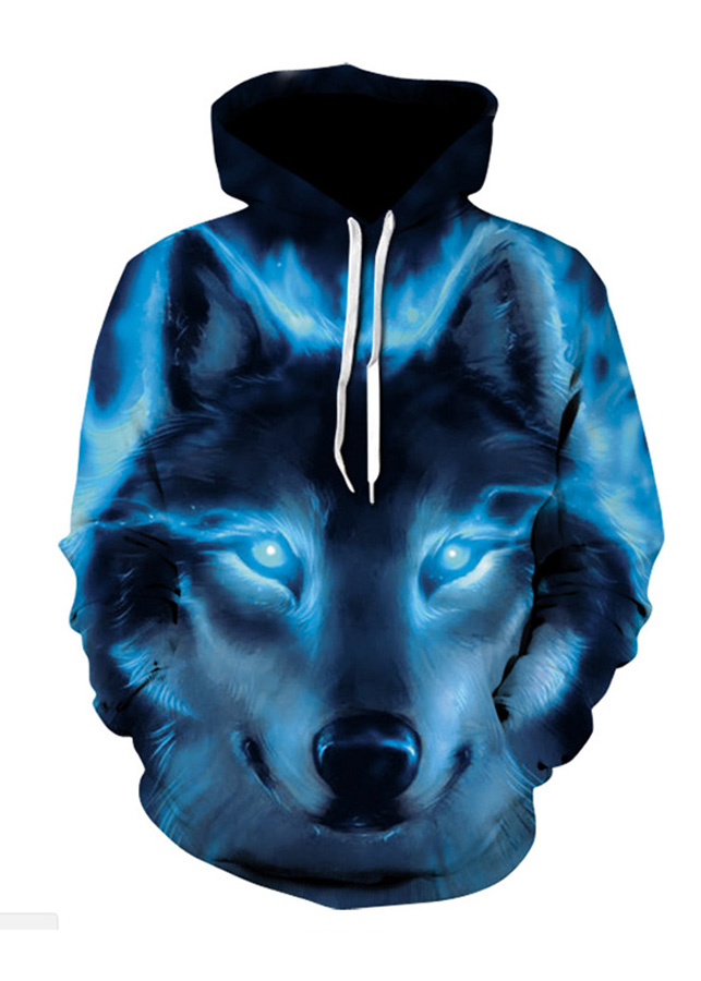 Hình ảnh của sản phẩm Áo Hoodie Nam 3D Hình Sói Xanh Độc Lạ - A3D11