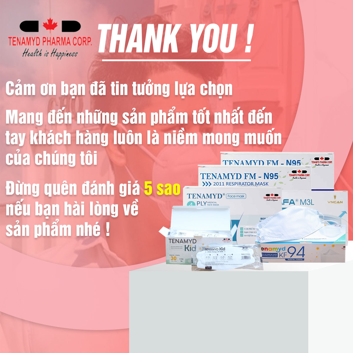 Khẩu Trang Y Tế 3 Lớp Hộp 50 Cái Màu Xanh Chính Hãng Tenamyd Lớp Vi Lọc Thấu Khí Polypropylene