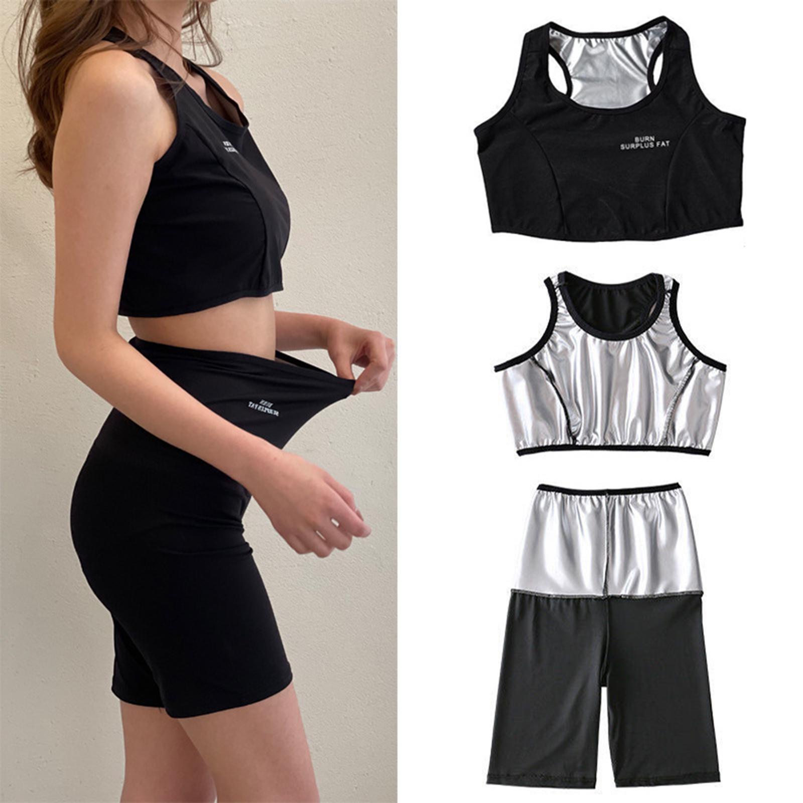 2xWomen Sauna Pants Slimming Loss Weight Sweat Crop Top Fat Burner Shorts XL