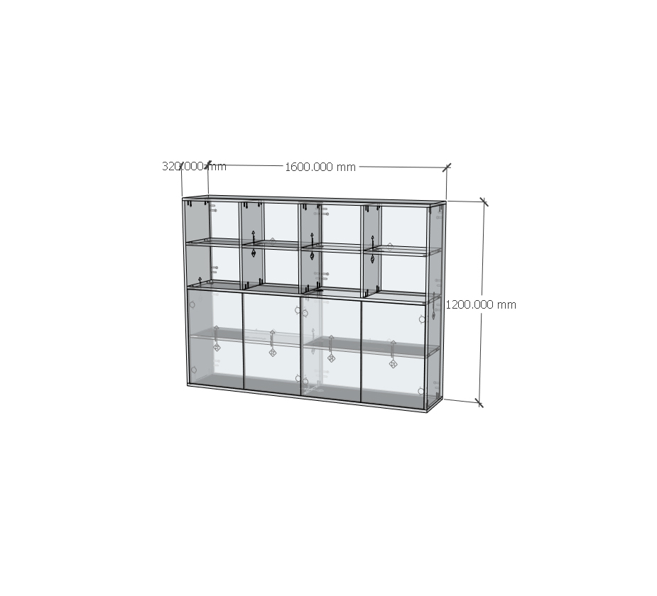 HAPPY FURNITURE , ZACY - Kệ lưu trữ 4 cửa mở , TCM_207 , 160cm x 32cm x 120cm DxRxC, Sản phẩm phổ thông