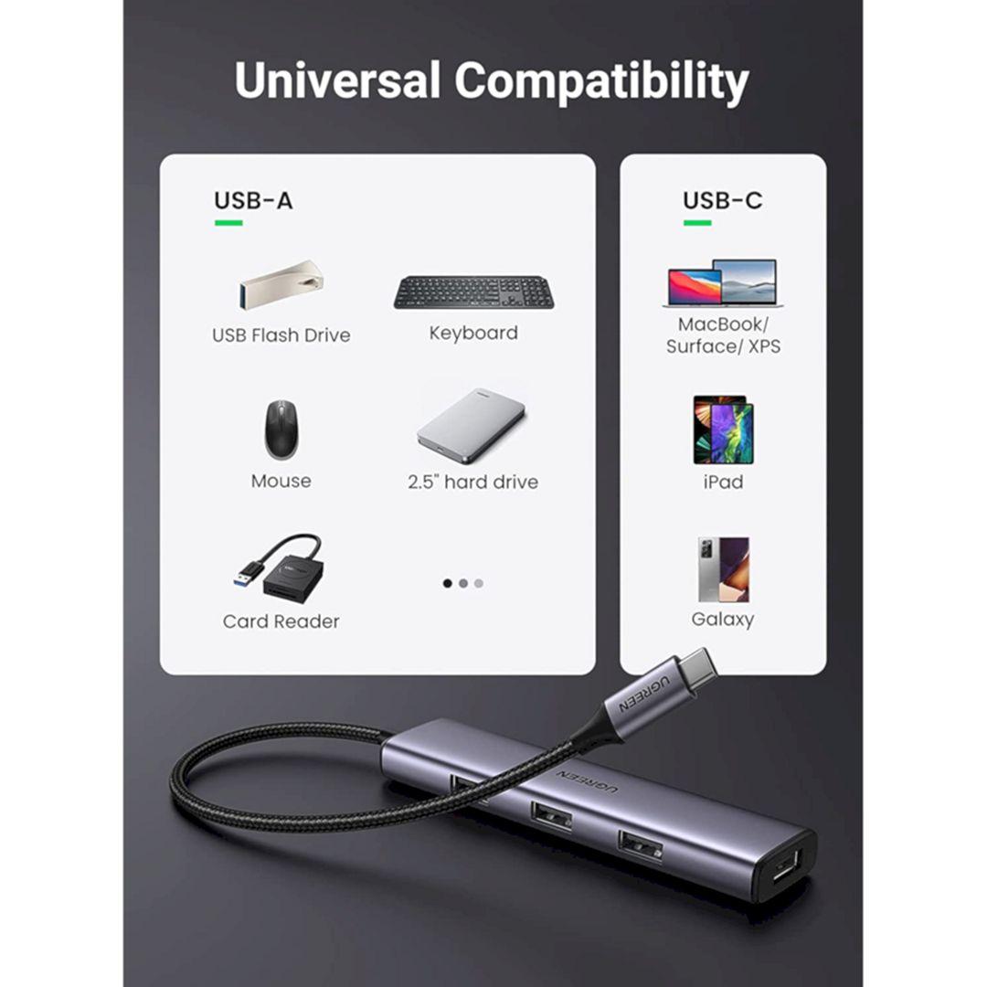 Ugreen UG20841CM473TK 5Gbps vỏ nhôm Bộ chuyển USB-C sang 4 cổng USB 3.0 - HÀNG CHÍNH HÃNG