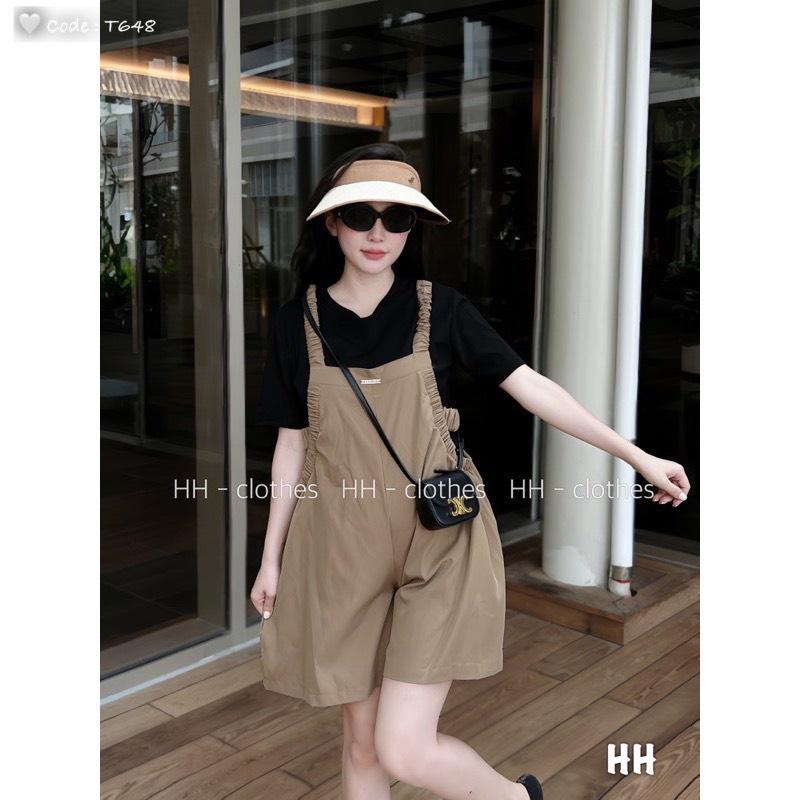 SET ĐI CHƠI, SET 2 MÓN ÁO THUN TAY NGẮN PHỐI YẾM ĐÙI CỰC TRẺ TRUNG - Black