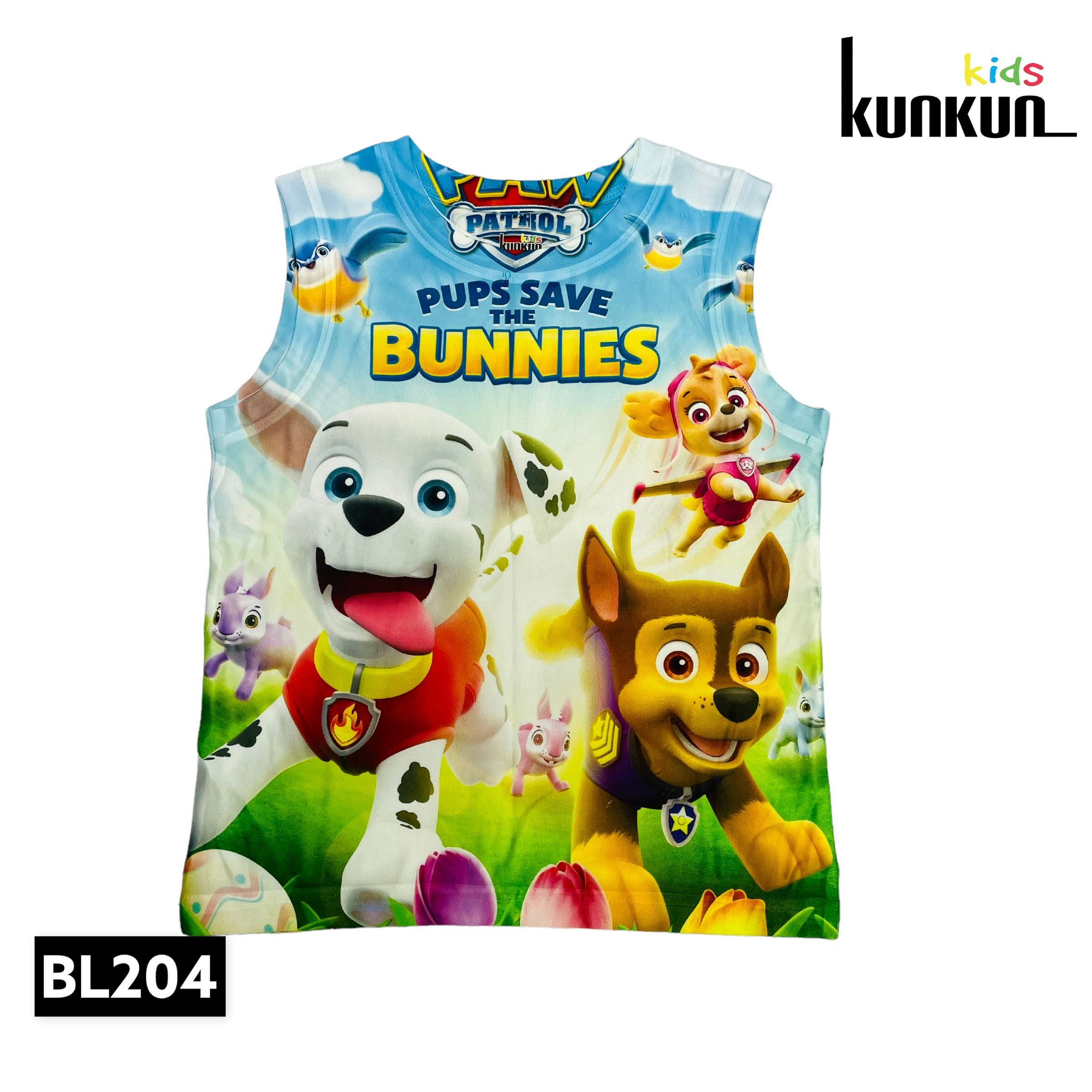 Đồ Bộ Thun Ba Lỗ In 3D cho bé trai hình chú cún bunnies