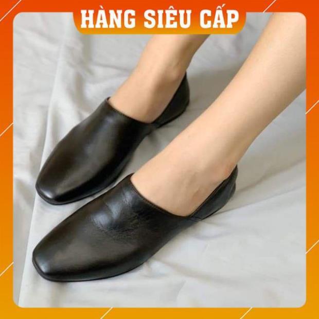 Giày bệt slipon, giày nữ da thật, mũi vuông, siêu mềm