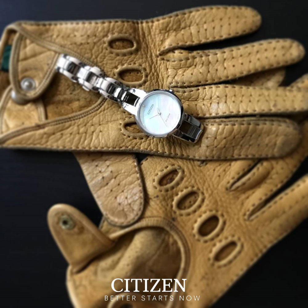 Đồng Hồ Nữ Citizen Đính Kim Cương Dây Thép Không Gỉ EM0430-85N - Mặt Xà Cừ (Sapphire)