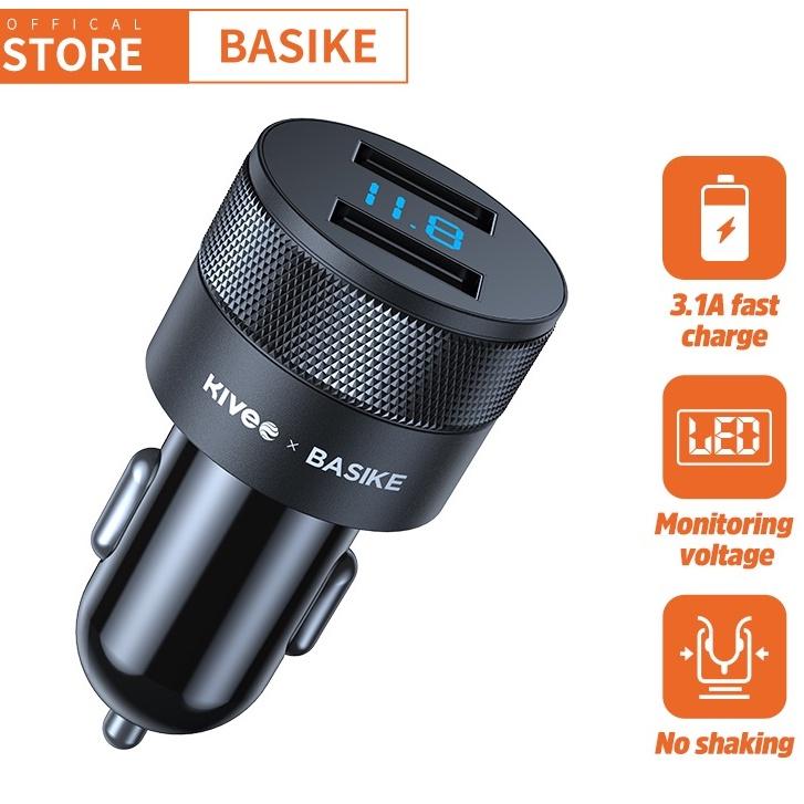 Tẩu sạc trên xe hơi Sạc Nhanh 5V/3.1A BASIKE UT67 QC 3.0 Cổng USB*2 Dùng Trên Xe Hơi-Hàng chính hãng