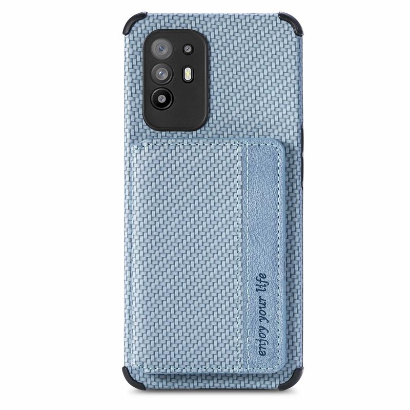 Ốp điện thoại TPU mềm màu trơn họa tiết đan chéo có ngăn đựng thẻ cho OPPO A94 5G A94 4G F19 Pro