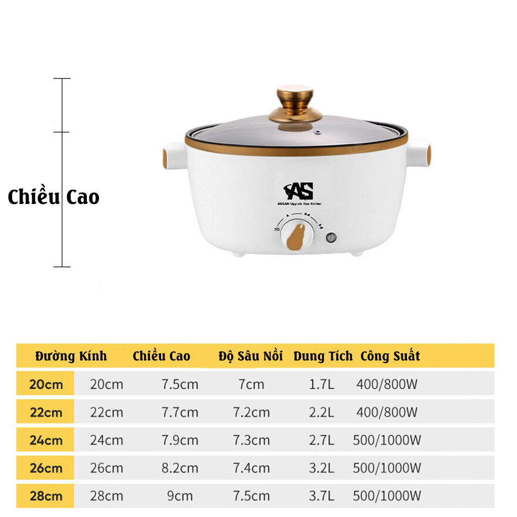 Nồi Điện Mini Nấu Lẩu Đa Năng Có Lớp Chống Dính AGISAN N09 Tiện Lợi Cho Việc Xào, Nấu, Rán, Chiên...