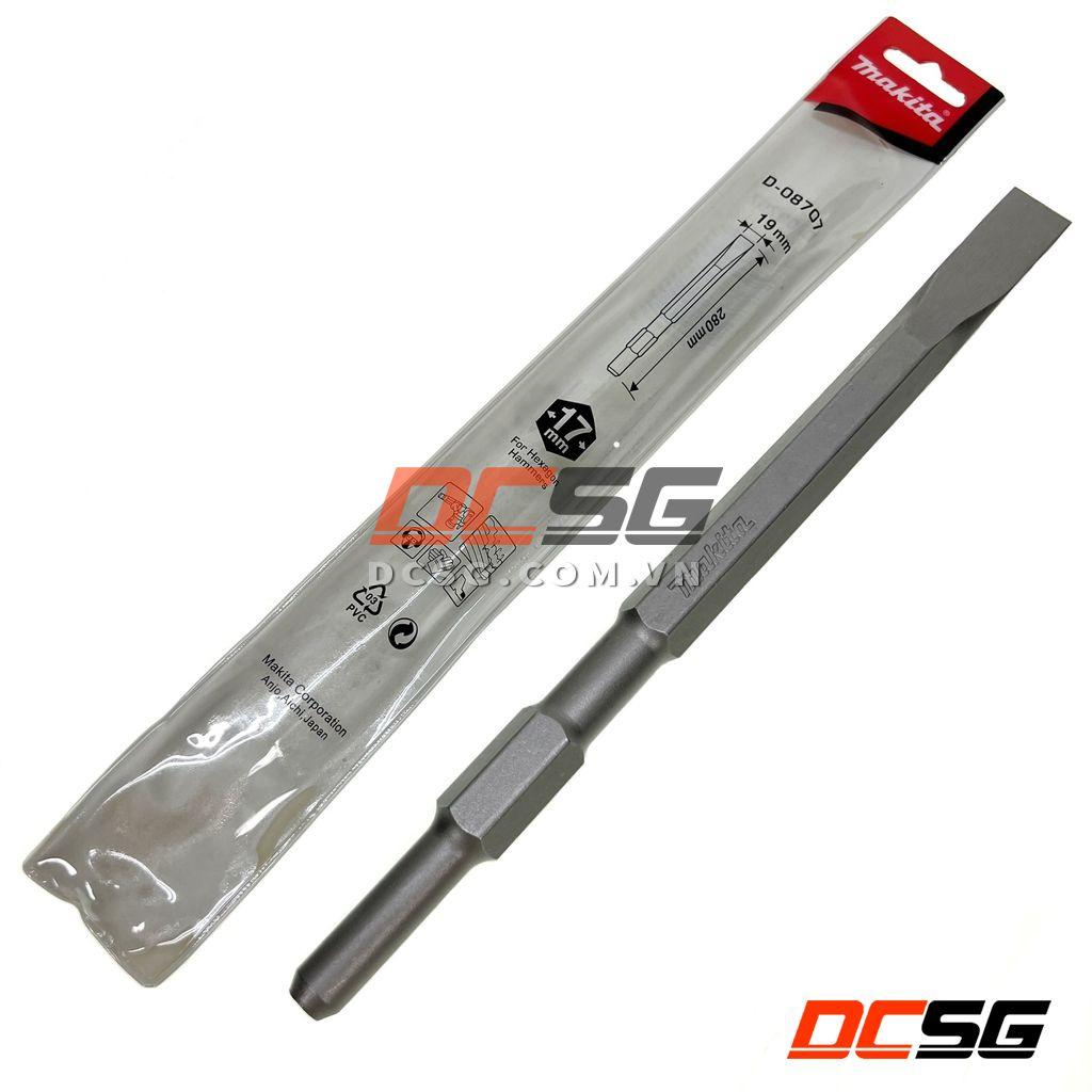 Mũi đục dẹp 19X280MM chuôi lục giác 17mm Makita D-08707 | DCSG