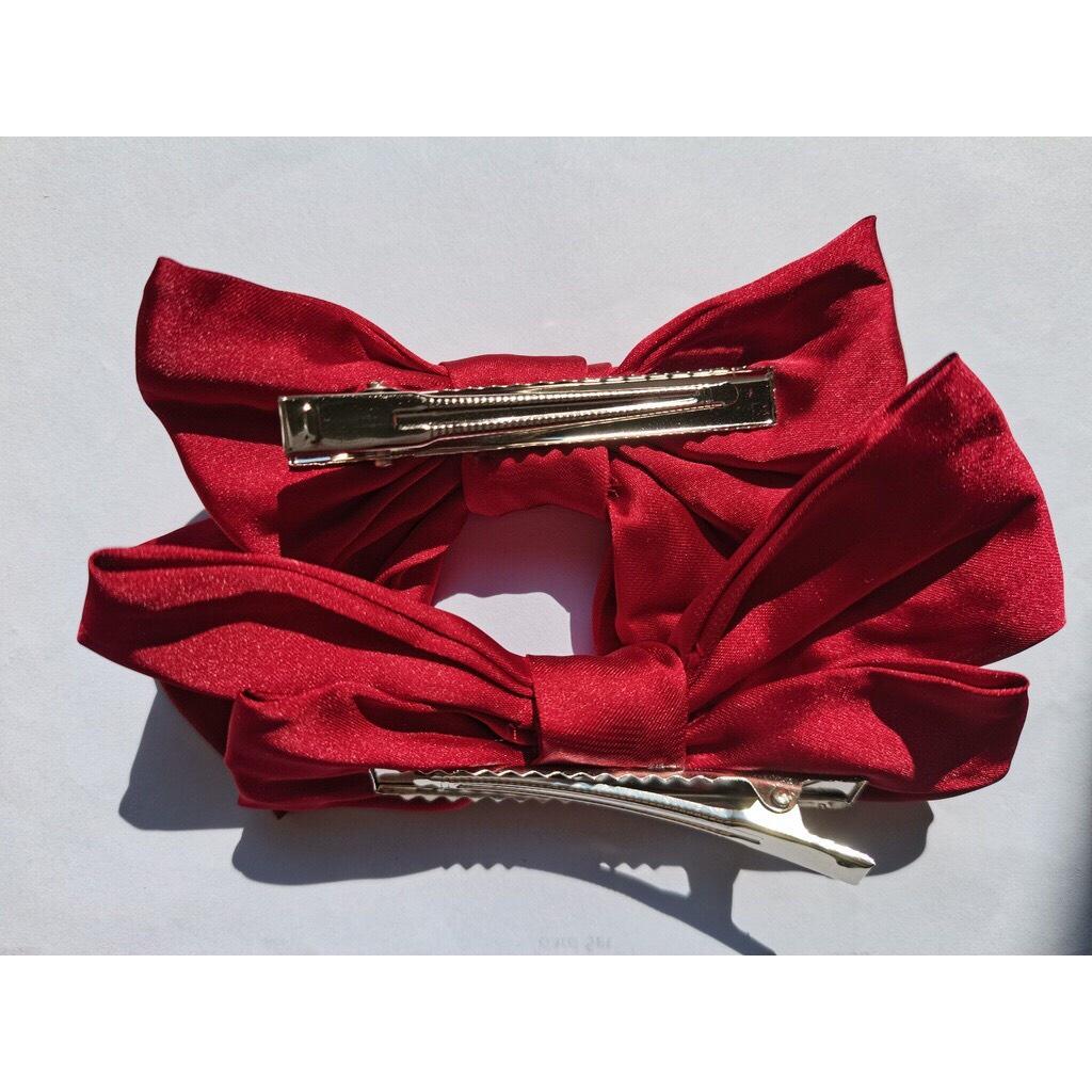 KẸP TÓC NƠ CHẤT LIỆU VẢI SATIN THANH LỊCH CHO MẸ VÀ BÉ - NUNAM SHOP