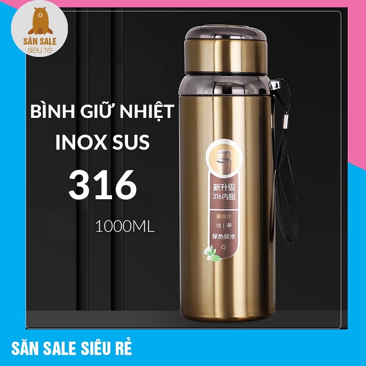 Bình Giữ Nhiệt INOX SUS 316 kiểu dáng thể thao, giữ nóng lạnh tốt, Có Tấm Lọc