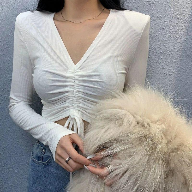 ÁO TAY DÀI RÚT NGỰC CROPTOP - A2RTD