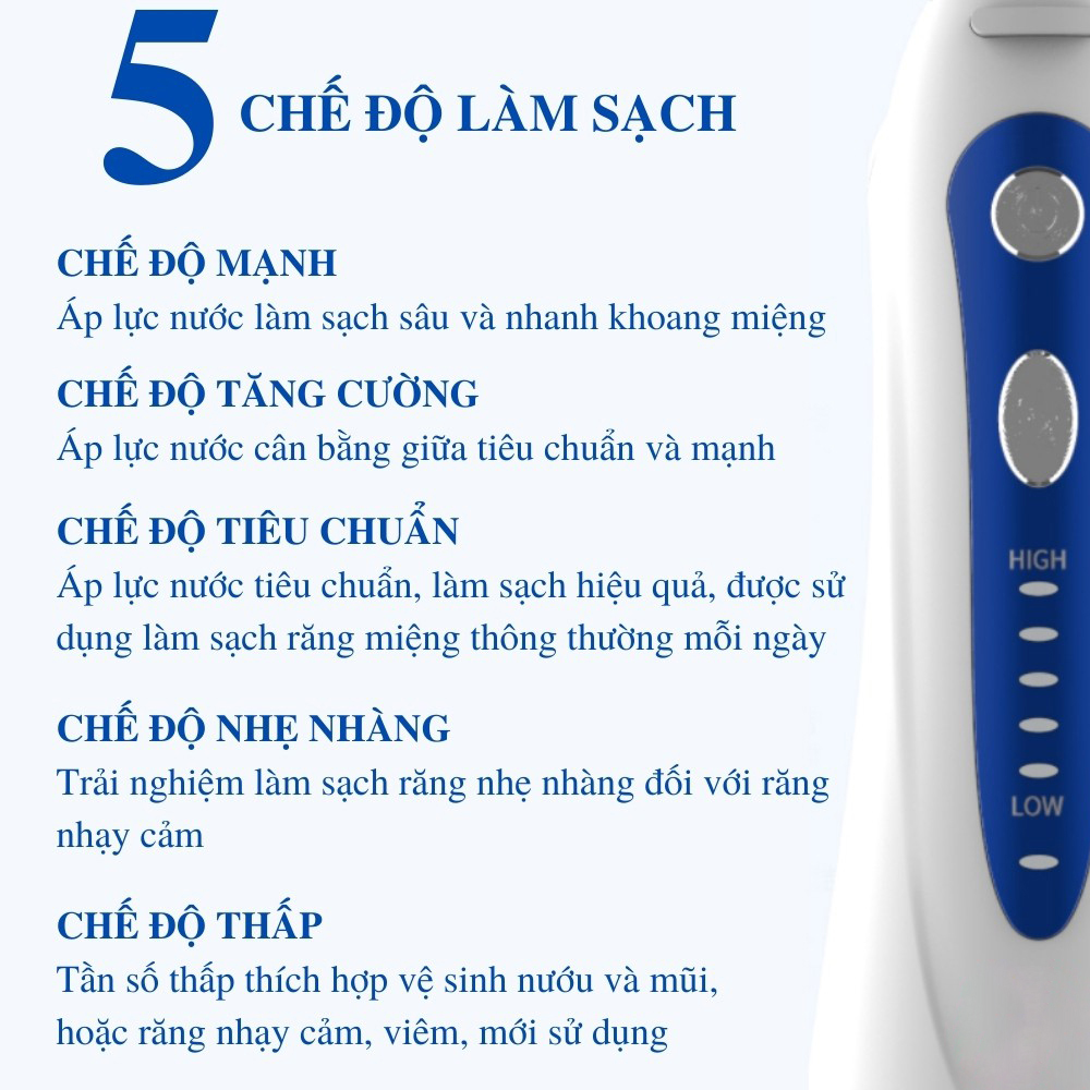 Máy Tăm Nước Cầm Tay H2OFloss HF-9P Làm Sạch Răng - Hàng Chính Hãng