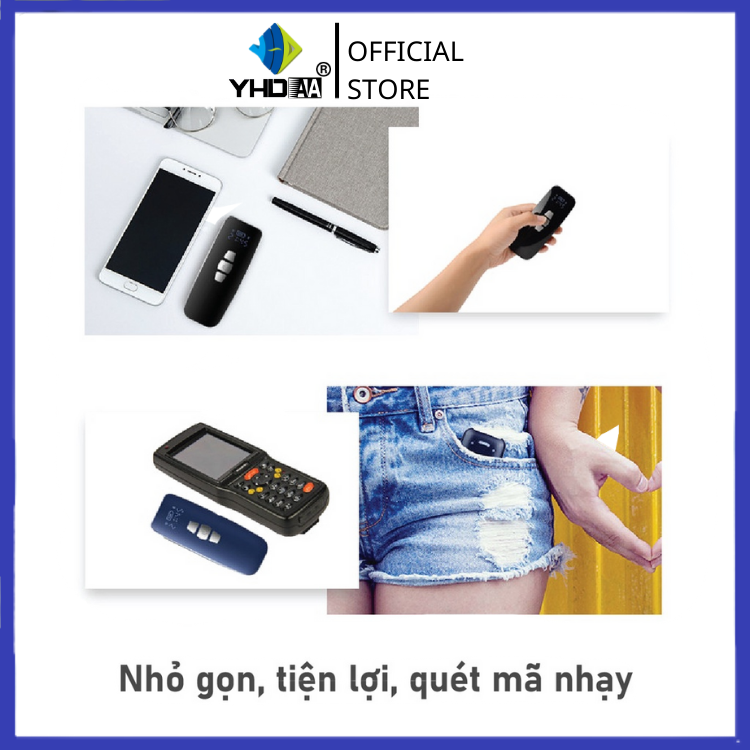 Máy quét mã vạch YHD 1100DB 2D, QRcode kết nối Bluetooth/ 2.4G – Hàng Chính Hãng