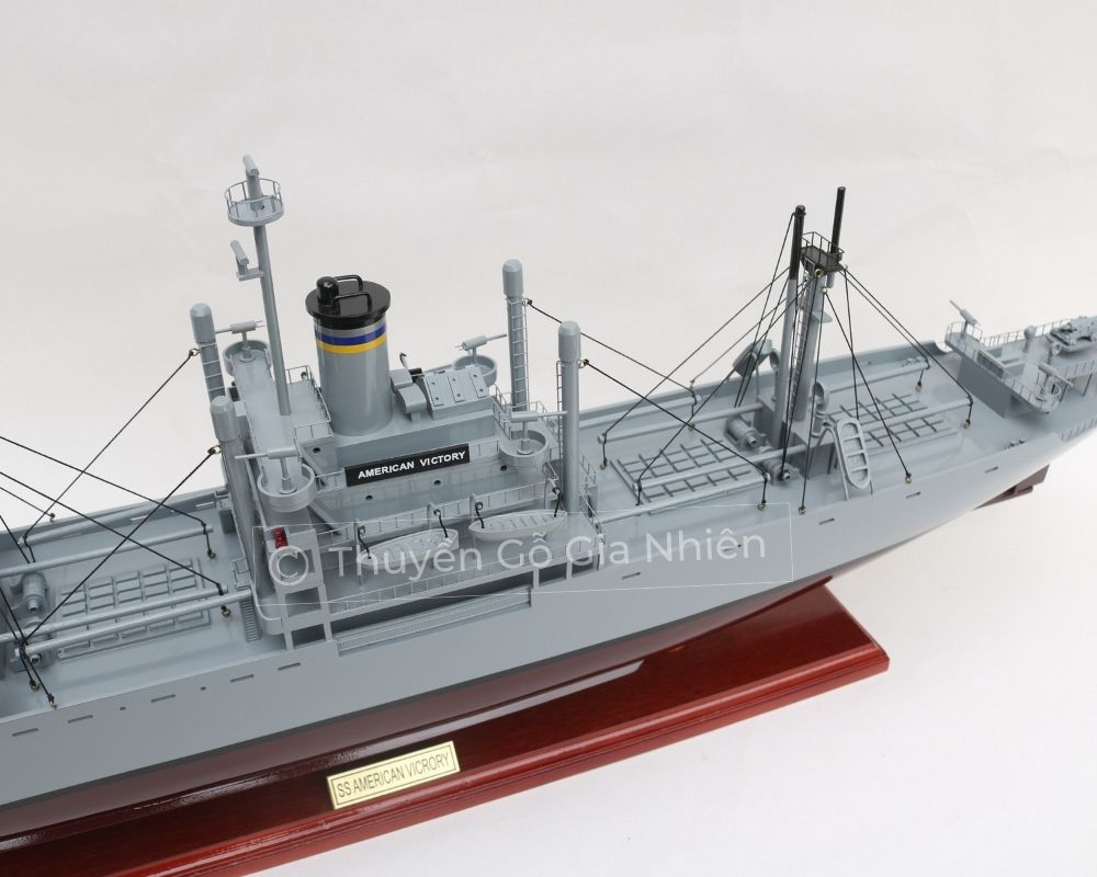 Mô Hình Thuyền Gỗ Phong Thủy Dạng Thuyền Chiến SS American Victory Chính Hãng Hàng Xuất Khẩu Chất Lượng Cao