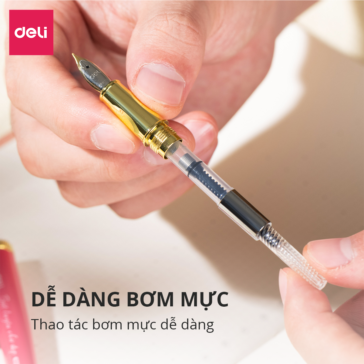 Bút máy bút mực học sinh luyện chữ đẹp tặng thêm 1 ngòi Deli - Thiết kế mẫu mã đa dạng, ngòi bút chất lượng cao, màu sắc bắt mắt kèm hộp đựng - CQ890