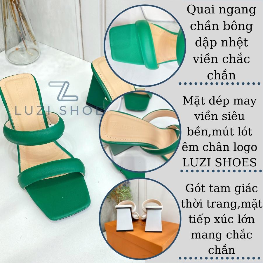 Guốc nữ, dép cáo gót tam giác 2 quai ngang nhún thời trang nhiều màu sắc cao 9cm