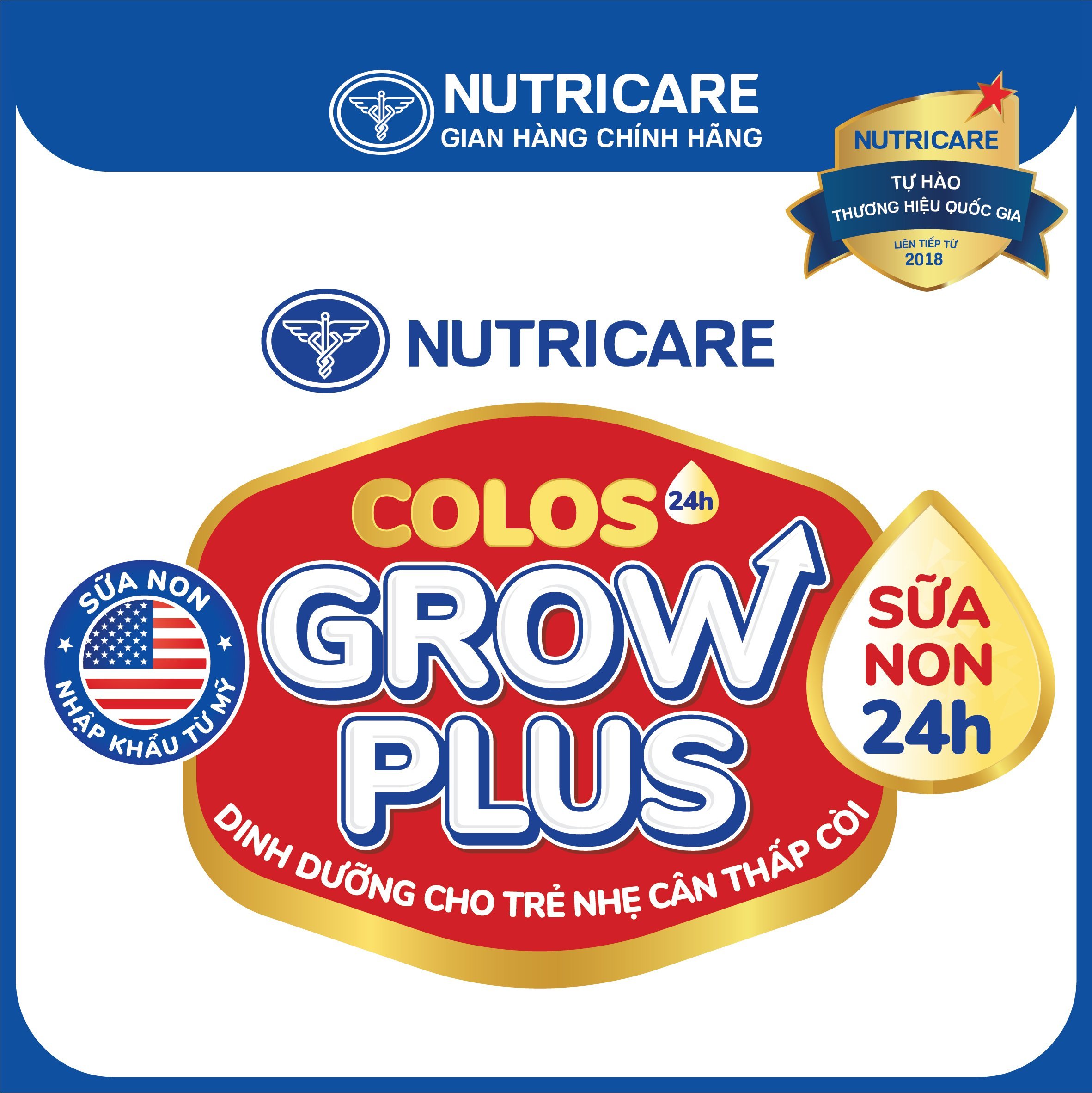 [Tặng 2 lọ yến] Sữa bột Nutricare Colos 24h Grow Plus 2+ giúp trẻ phát triển toàn diện 850g