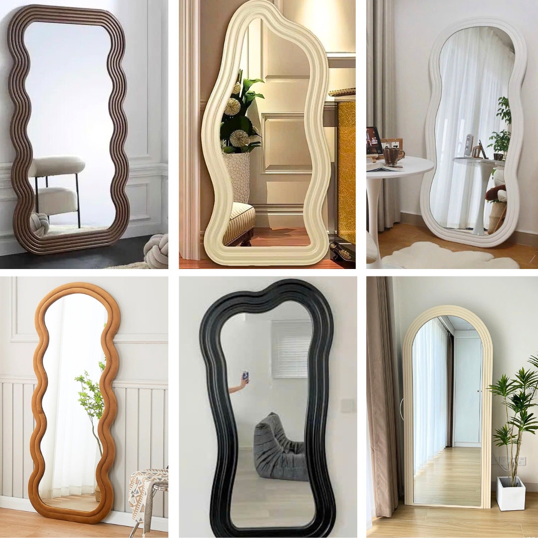 Gương toàn thân lượn sóng HDF Việt Tuyến - Kích thước 45x140cm - Trang trí phòng ngủ, phòng khách