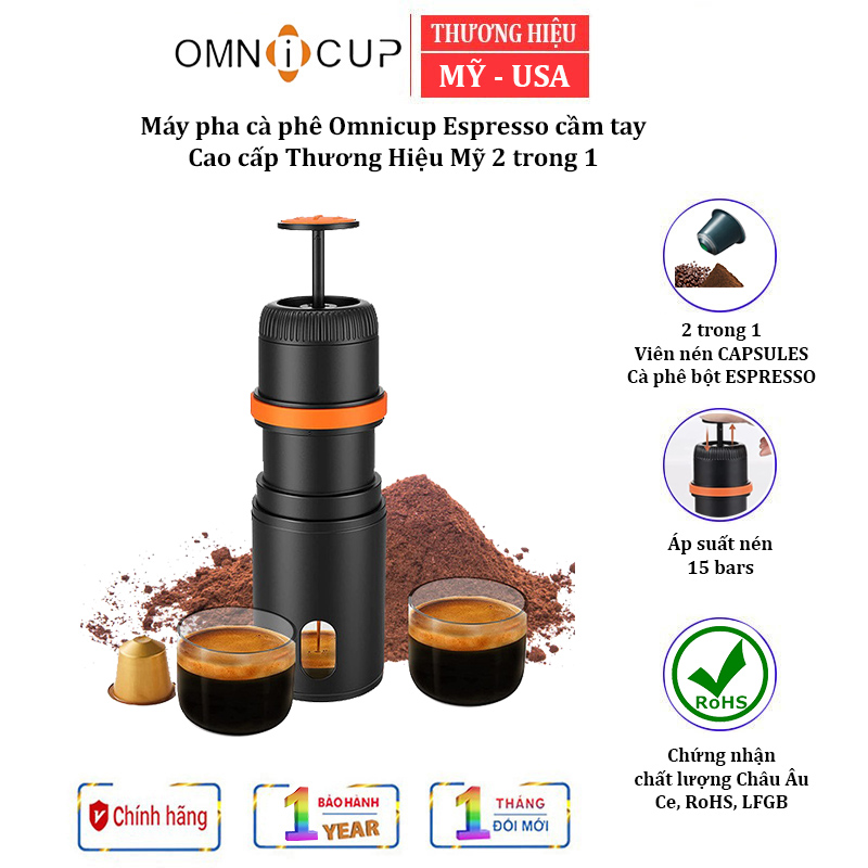 Máy pha cà phê Mini Espresso cầm tay đa năng 2 trong 1 Tương thích với Nespresso như NES capsules, cà phê bột