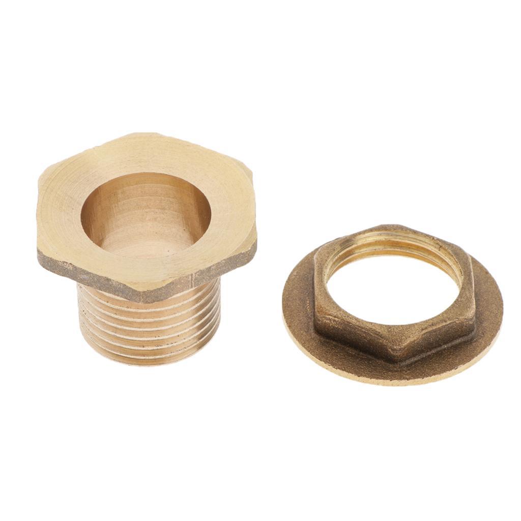 2-8pack Brass Water Tank Connector Bulkhead Fitting with Rubber Ring DN15 24mm
