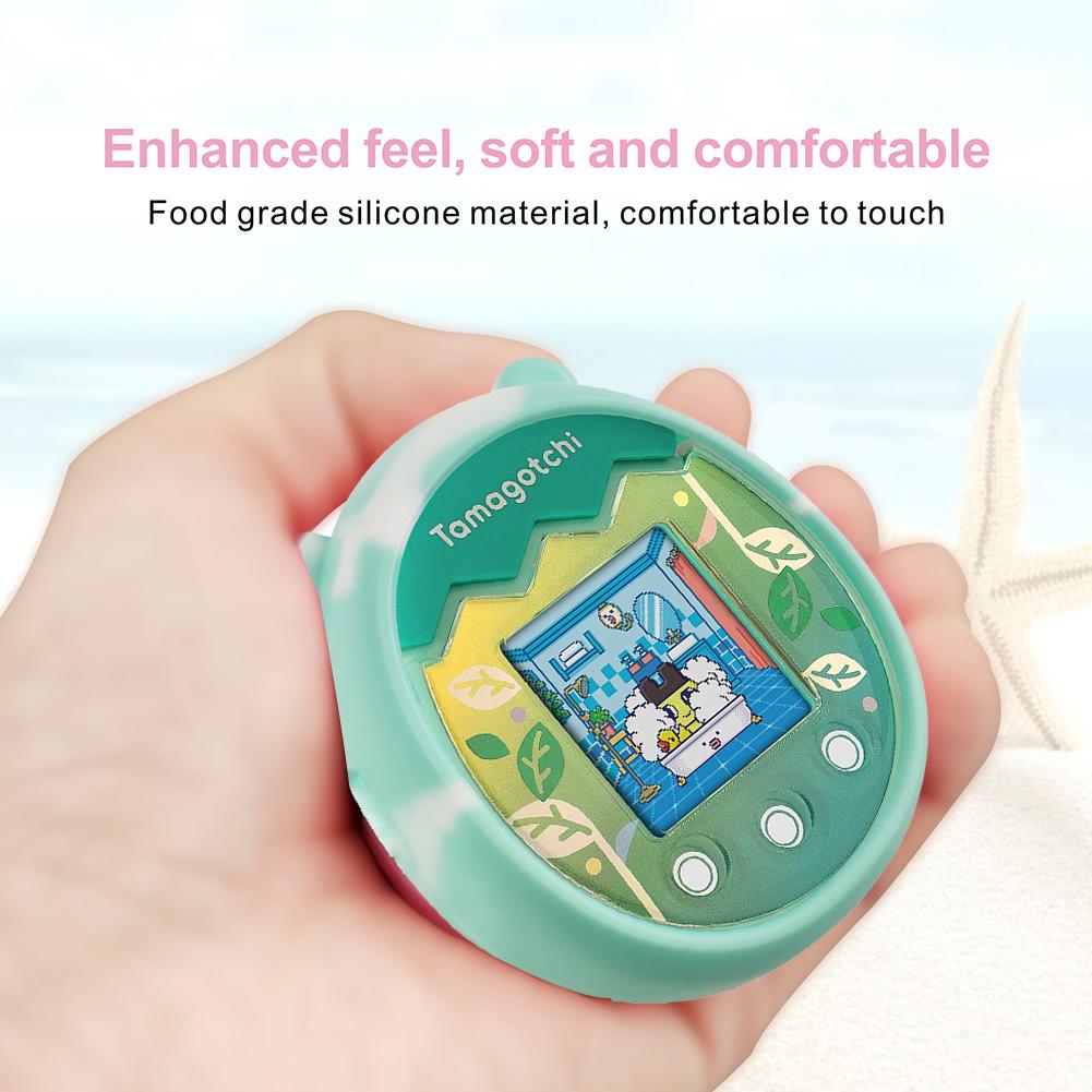 Vỏ bảo vệ da toàn diện bằng silicon có dây buộc Máy trò chơi dành cho thú cưng Vỏ bảo vệ chống trầy xước hình chuột hoạt hình cho Tamagotchi Pix Màu sắc: Hồng phối