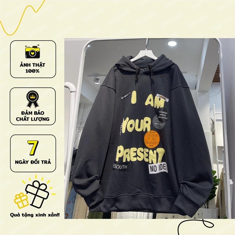 áo Hoodie nỉ I AM YOUR màu xám đen unisex ảnh thật SSSTore ( nam nữ mặc đều được