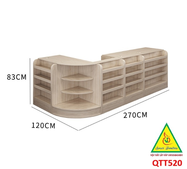 Quầy tính tiền, Bàn thu ngân cho cửa hàng tiện lợi, siêu thị mini, shop QTT520 - Nội thất lắp ráp Viễn Đông ADV