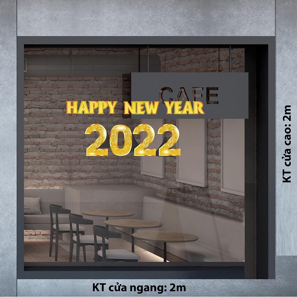 DECAL TRANG TRÍ TẾT NGUYÊN ĐÁN 2022 CHỮ HAPPY NEW YEAR SỐ1