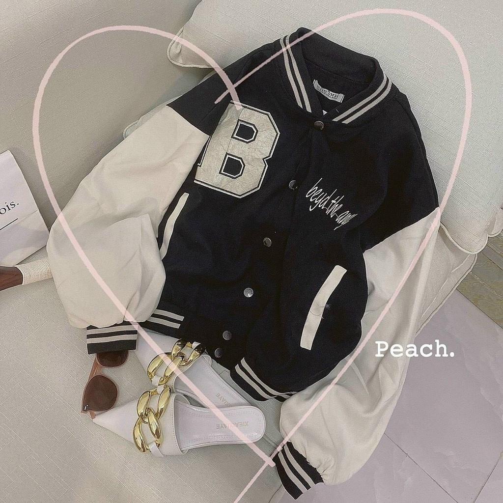 Áo Khoác Bomber Da Lộn Lửng Nữ Unisex Mẫu Mới chữ B Siêu Đẹp Thời Trang