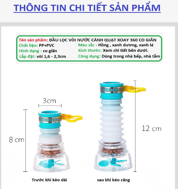 Đầu lọc nước ngay tại vòi xoay 360 độ siêu tiên lợi đem lại nguồn nước tinh khiết