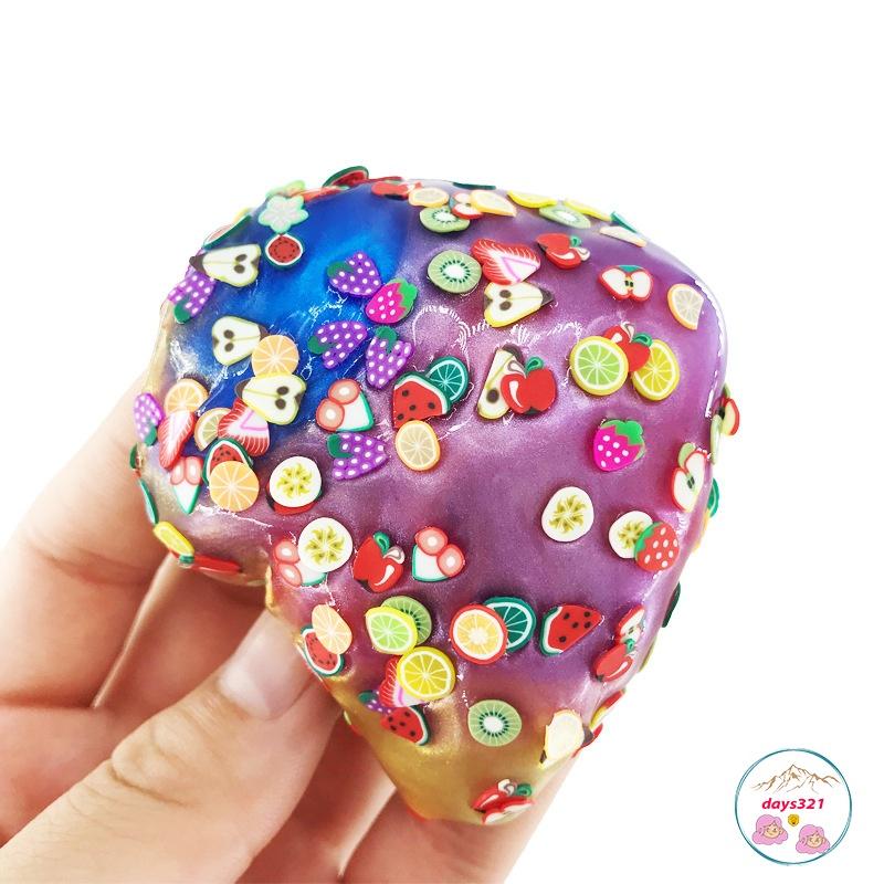 Slime trứng charm hoa quả, Slam charm dải ngân hà charm kim tuyến thuỷ tinh ng0c trai