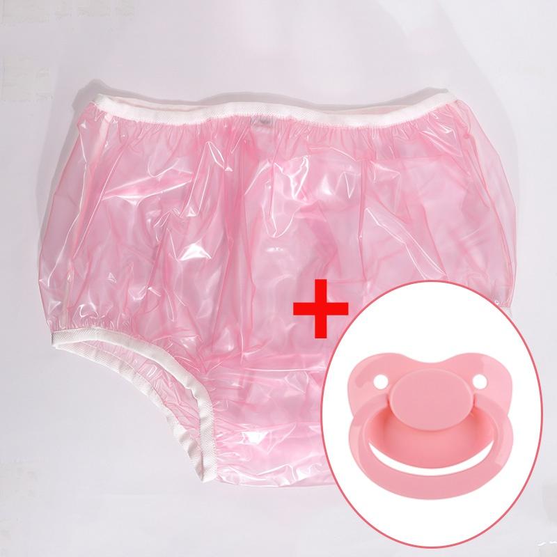 2PcsABDL Tã Người Lớn Onesize PVC Hồng Tiểu Tiện Quần Lót Bơi Thân Plus Màu Hồng Trưởng Thành Núm Vú Giả DDLG Bố Con Gái Giả Tự Do