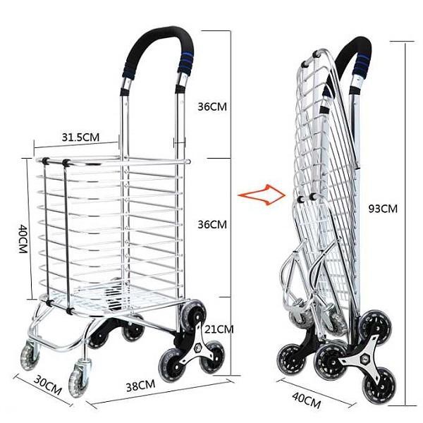 Xe kéo đi chợ, xe đi siêu thị 8 bánh cao cấp Hando 801 (màu sắc bánh sau và tay nắm màu ngẫu nhiên)